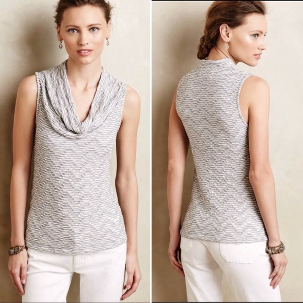 Anthropologie Gray Cowl Neck Top